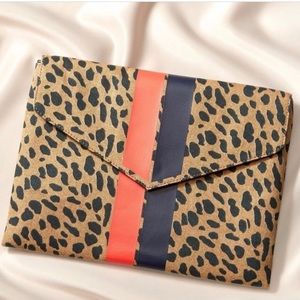 Leopard Clutch with stripe detail